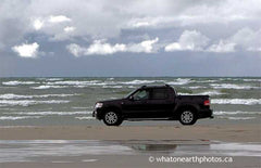 pickup truck on beach, Sauble Beach, Ontario