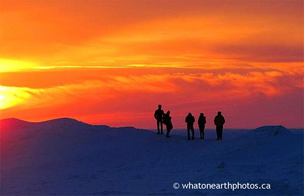 winter sunset watchers, Grand Bend, Ontario